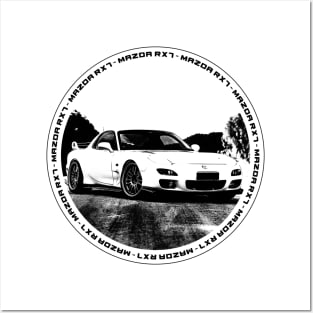 MAZDA RX-7 FD Black 'N White 4 Posters and Art